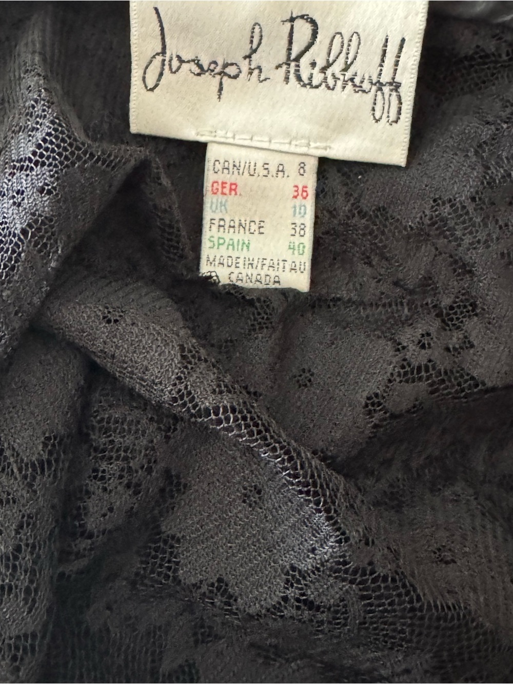 Joseph Ribkoff size 8 Lace top with Satin Ruffle Accents - Picture 16 of 16